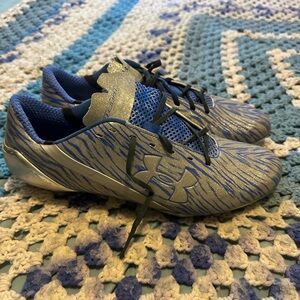 Under Armour Metallic Silver & Blue Football Cleats